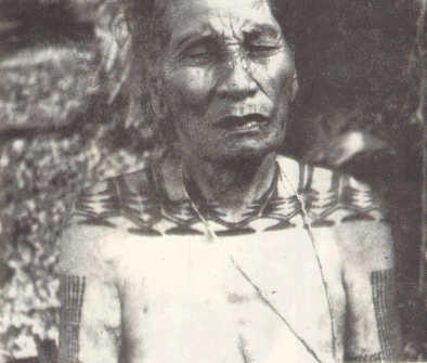 Chest tattoo of Nen a woman of chiefly rank on Tinak Arno Atoll Photo